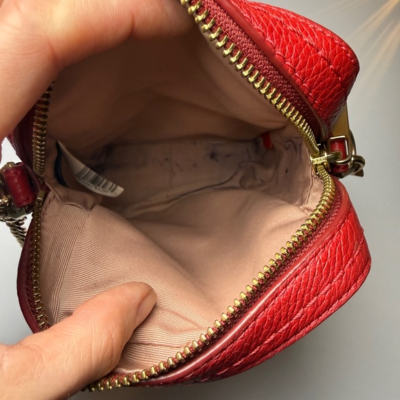 Marc Jacobs North South Crossbody Bag Savvy Red Pebbled Leather Gold Chain - Picture 8 of 8